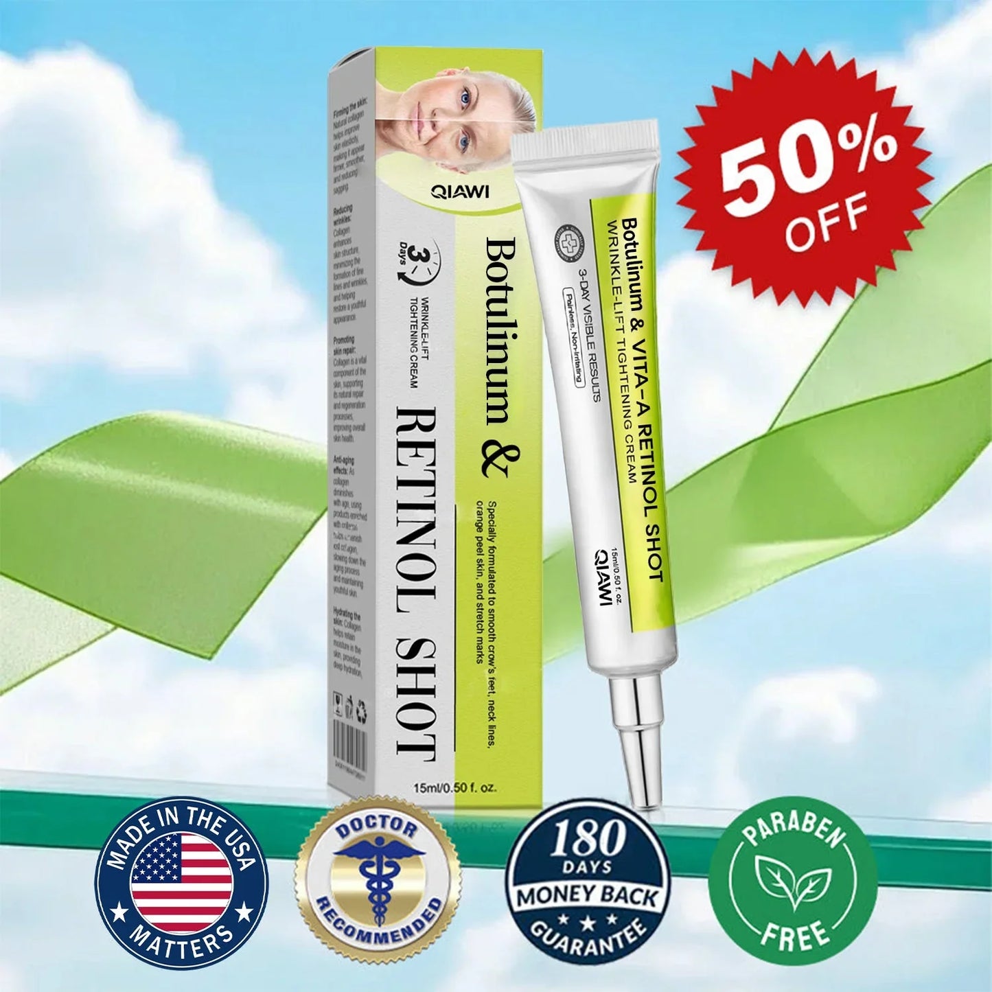 Final 3 Hours: 70%OFF🔥 QIAWI™ Botulinum & Vita-A Retinol Shot Wrinkle-Lift Tightening cream✨