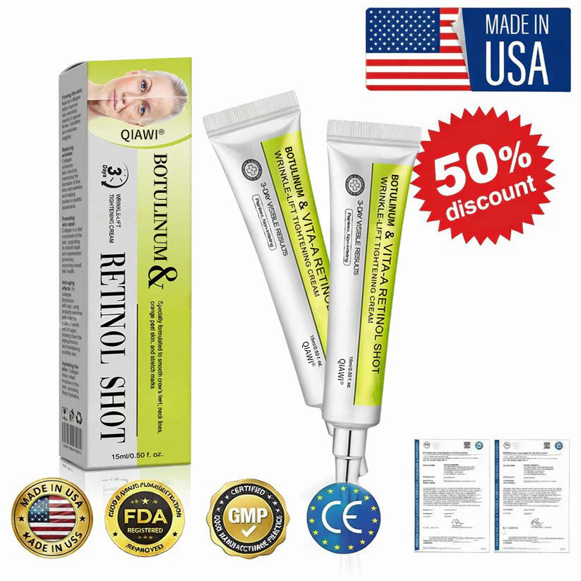 Final 3 Hours: 70%OFF🔥 QIAWI™ Botulinum & Vita-A Retinol Shot Wrinkle-Lift Tightening cream✨