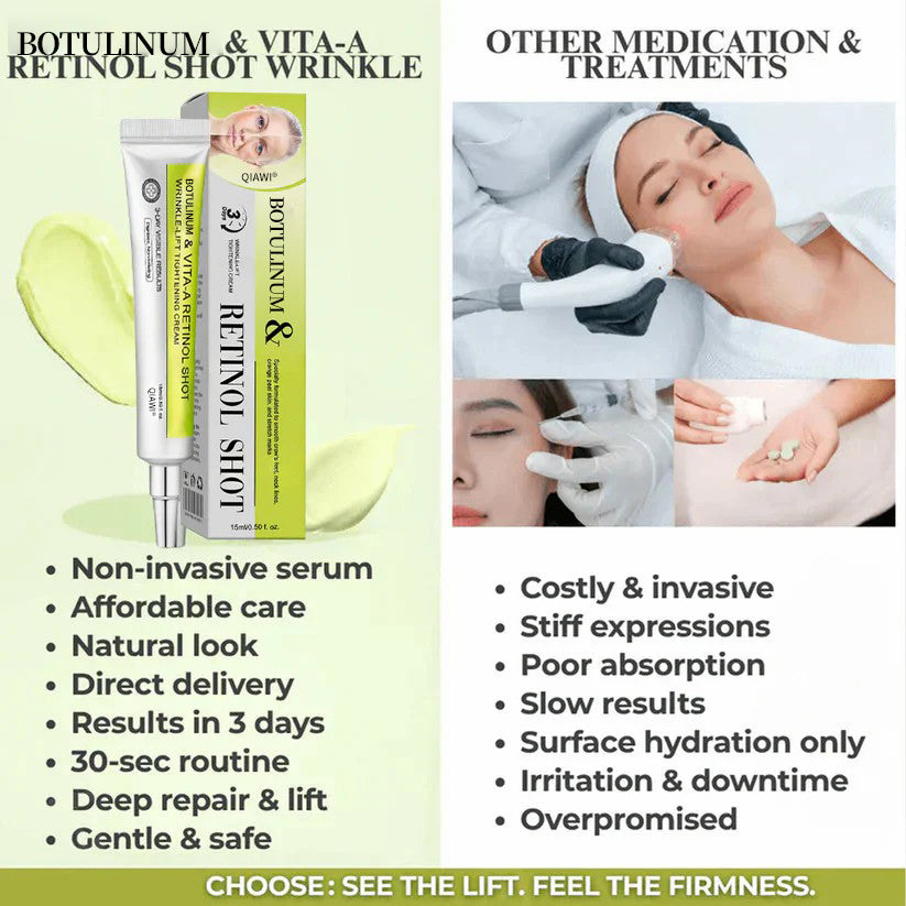 Final 3 Hours: 70%OFF🔥 QIAWI™ Botulinum & Vita-A Retinol Shot Wrinkle-Lift Tightening cream✨