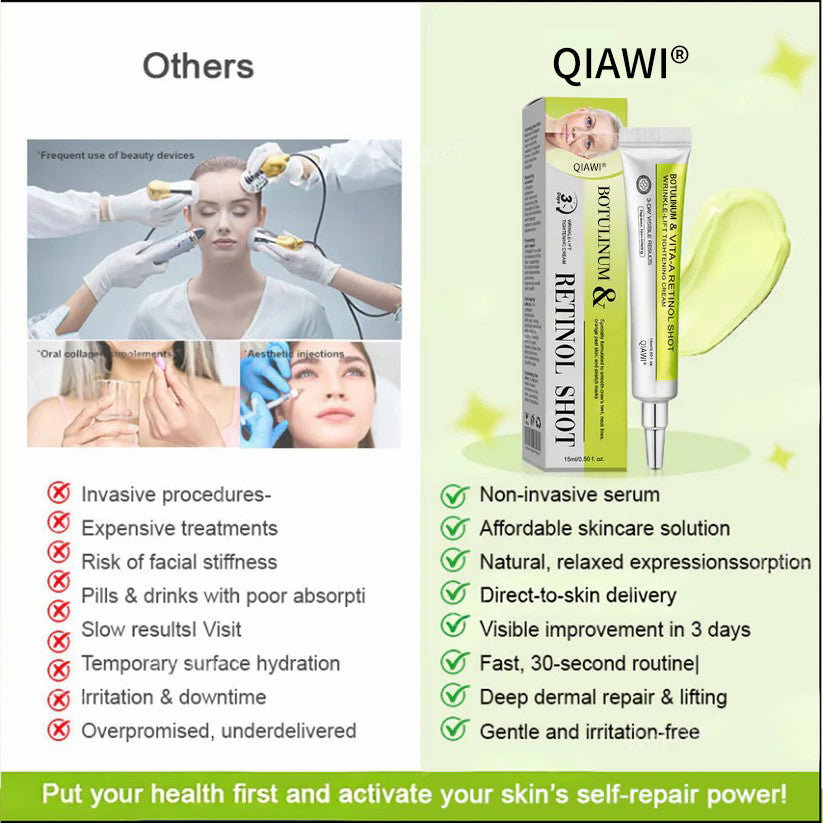 Final 3 Hours: 70%OFF🔥 QIAWI™ Botulinum & Vita-A Retinol Shot Wrinkle-Lift Tightening cream✨